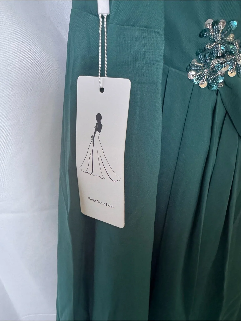 Mondressy Chiffon Formal Gown – Teal/Sage Green – NWOT – Plus Size
